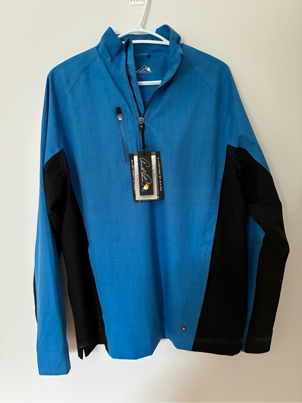 Arnold Palmer Men's Blue and Black Quarter-Zip Jacket - Performance Outerwear